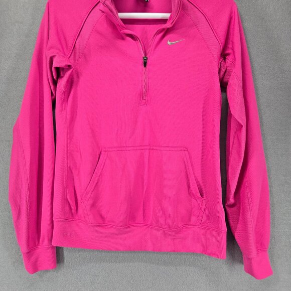 Nike Dri-Fit Long Sleeve Activewear, 1/4 zip, Hot Pink, Running, Pullover, Small - Picture 2 of 10